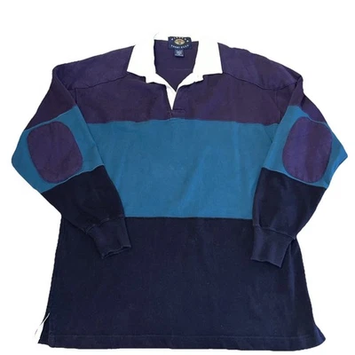 Polo Windsor Rugby Club Años 90 De Colección Bloque de Color Púrpura Verde azulado Azul Marino Manga Larga Mediano Foto 1 de 4