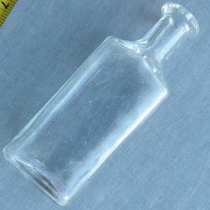 Sheldon antike medizinische Apothekerflasche kleiner Flachmann farblos Glas um 1900 - Bild 1 von 9