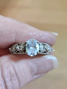 Vtg Designer RJ Cubic Zirconia Floral Cut Out 925 Sterling Silver 3g Ring Sz 7 - Picture 1 of 12