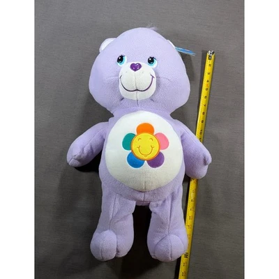 Nuevo con etiquetas Care Bears Harmony Bear Juguete de Peluche Flor Púrpura Vientre Jumbo 24" 2004 De Colección Foto 1 de 4