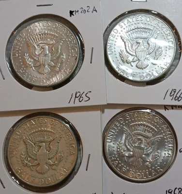 USA LOTTO 4 MONETE DA 1/2 DOLLARO  ARGENTO ANNI DIVERSI LEGGI - Immagine 1 di 4