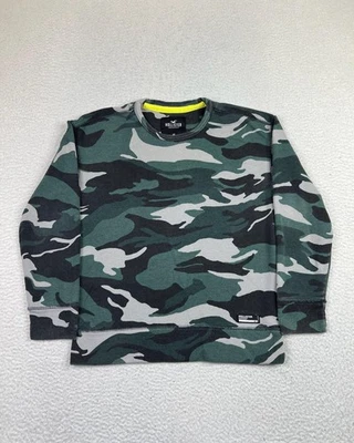 Sudadera Hollister Para Hombre XS Verde Camuflaje Cuello Redondo Pullover Vellón Logo Foto 1 de 4