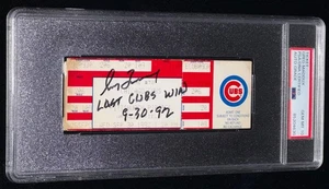 Greg Maddux "Last Cubs Win" Signed 9-30-1992 FULL Ticket Autographed PSA 10 auto - Picture 1 of 4