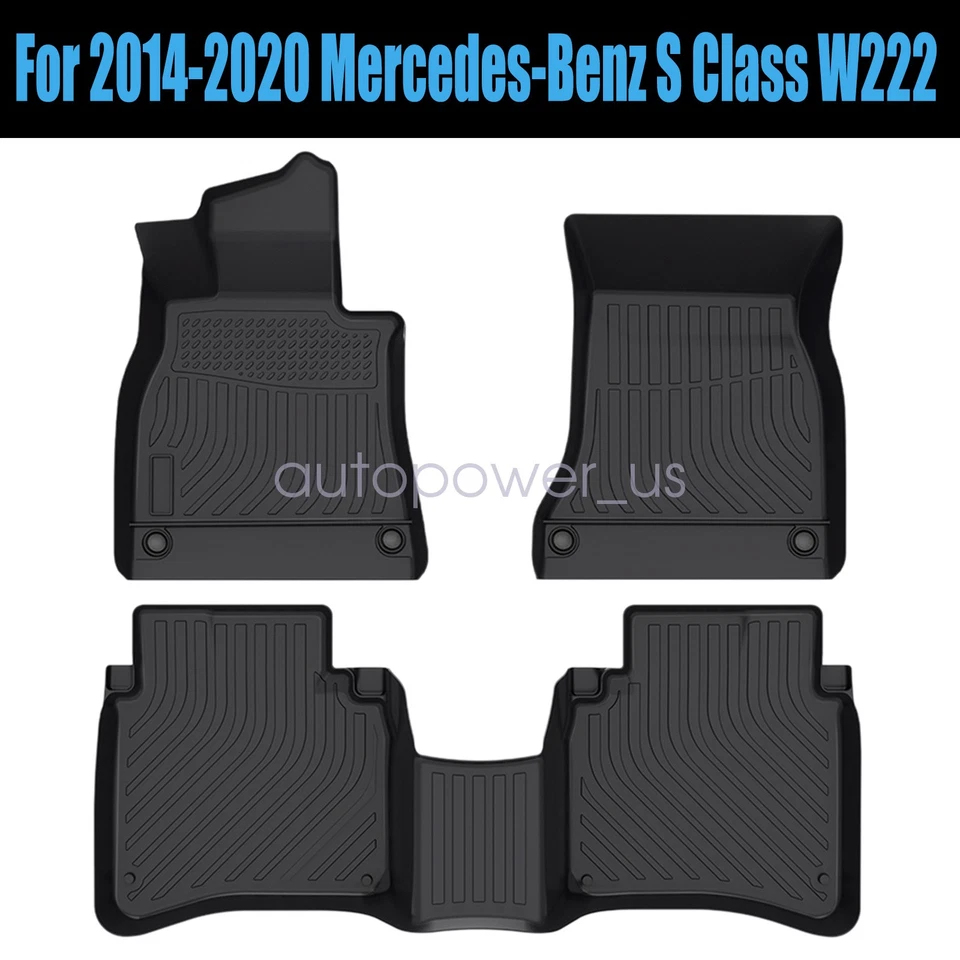 Alfombrillas forros negras para todo tipo de clima TPE para Mercedes-Benz Clase S W222 2014-2020 Foto 1 de 4