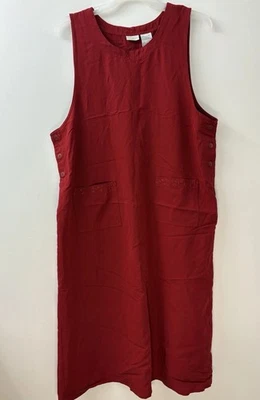 VINTAGE White Stag Women’s XL Red Cottage Core Country Modest Midi Dress Pockets - Image 1 of 4