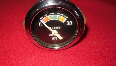 Vintage Stewart Warner 2 1/8" 0 - 30 inch vacuum gauge Gasser Hot Rod SCTA Day 2 - Image 1 of 4