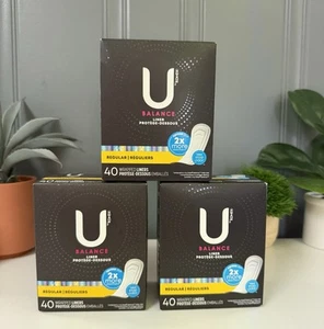 U BY KOTEX Balance Regular Liners 40 Ct Each Wrapped Lot Of 3 Boxes 120 Total - Picture 1 of 4
