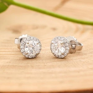 925 Silber Trend Halo Stil CZ Diamant Verlobung Ohrstecker für Braut - Bild 1 von 7