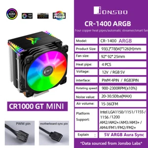 PWM 4Pin 5V 3Pin RGB 4 Heatpipes CPU Tower Kühlung für AMD/Intel (schwarz) # - Bild 1 von 12