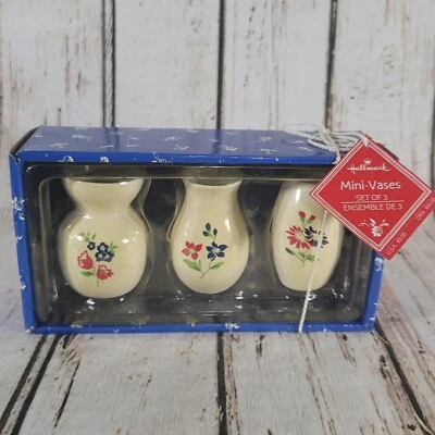 Juego de 3 mini jarrones Hallmark todavía en caja original rojo blanco azul Foto 1 de 3