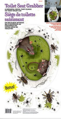 TOILET BOWL SEAT DECORATION Halloween RATS BUGS cling bathroom lid decal sticker - Image 1 of 2