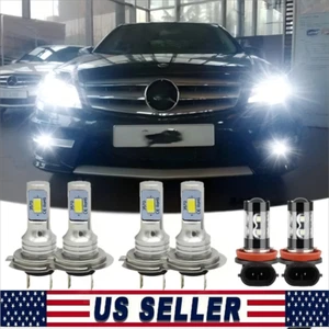 6000K LED Headlight + Fog Light Bulbs For Mercedes Benz C300 C350 2008 2009 2010 - Picture 1 of 13