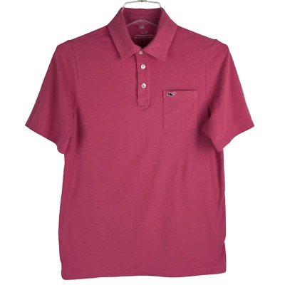 Camisa Polo Vineyard Vines Niños Exclusiva Isla Bolsillo Rosa Roja L Manga Corta Foto 1 de 4