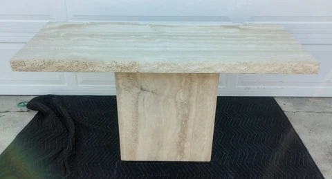 Vintage Mid Century Stone International Italian Live Edge Console Table Cover