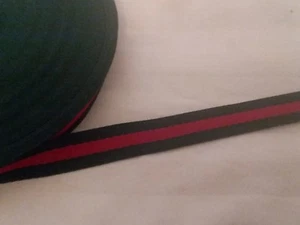 Gucci Style Cloth Ribbon Green-Red-Green 3/4" Wide By the Yard Christmas Ribbon - Picture 1 of 3
