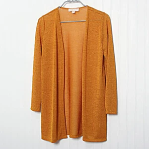 Michael Kors Gold Open Front Long Sleeve Lightweight Knit Tunic Cardigan Small - Picture 1 of 8