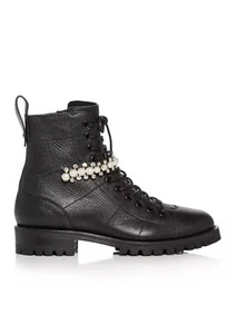 Jimmy Choo Women’s Cruz Lace Up Flat Embellished Boots Size 36.5 (Worn Once) - Picture 1 of 15