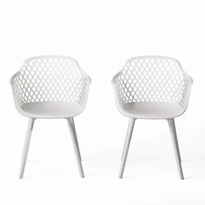 Christopher Knight Home Richard Outdoor Modern Dining Chair (Set of 2) White - Picture 1 of 5