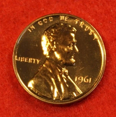 Moneda de centavo rojo BU 1961-prueba Lincoln Memorial Foto 1 de 2