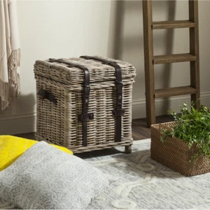 SAFAVIEH Kacia Wicker Side Trunk | Grey | - Picture 1 of 7
