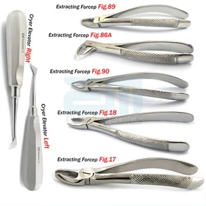 Tooth Forceps Dental Surgical Extraction Upper Lower Molars Cryer Root Elevators - Picture 1 of 8