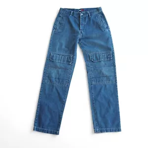 Tommy Jeans Vintage Y2K Button Fly Cargo Knees Jeans Medium Wash Junior 5 - Picture 1 of 11