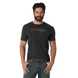 WRANGLER JEANS Shirts Wrangler Men's Mexican Flag Charcoal Heather Short Sleeve - Picture 1 of 1