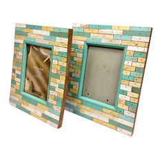 Sonoma Mosaic Tile Shiplap Wood Picture Frame Set 5x7 Reclaimed Distressed Beach