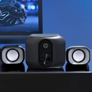 HP USB 2.0 Wired Stereo 2.1 Multimedia Desktop Speaker with Subwoofer DHS-2111S - Picture 1 of 3