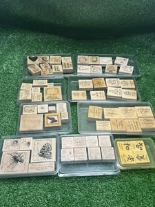 Stamping Up! Holz montiert Gummistempel Lot Schüttgut im Ruhestand Handwerk Vintage - Bild 1 von 19
