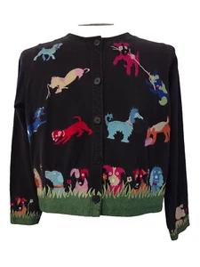 Vintage Michael Simon Large Sweater Wearable Art Cotton Knit Themed Dogs Dog - Picture 1 of 8