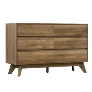 WALNUT WOOD 6 DRAWER CHEST of DRAWERS MULTI DRAWER STORAGE HOME FURNITURE MODERN - Picture 1 of 12