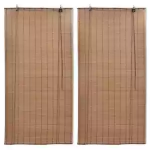 vidaXL Bamboo Roller Blinds 2 pcs 80x160 cm Brown Window Curtain Blind - Picture 1 of 6