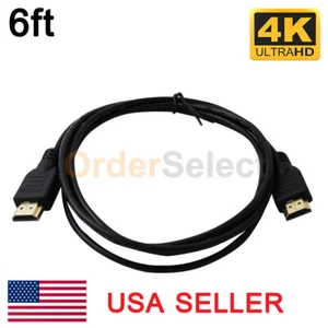 Premium 6ft HDMI Cable 4K High Speed UHD 3D 1080 PS3 PS4 XBox One BluRay Black - Picture 1 of 4