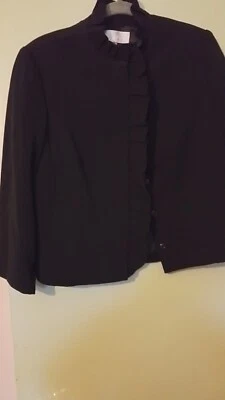 Mikael Aghal Black Ruffle Jacket, Bnwt, Size 12 - Image 1 of 4