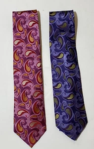 ROBERT GRAHAM Men's Multicolored Paisley Luxury 100% Silk Tie ITALY Lot Of 2 - Picture 1 of 3