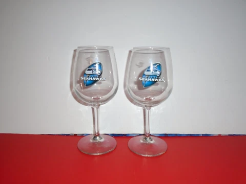Pair of Seattle Seahawks Wine Glasses EUC Cover