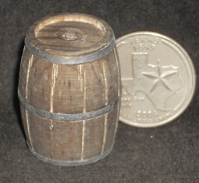 MEXICAN IMPORT Dollhouse Miniature Western Wooden Barrel 1:12 or 1:24 Weathered #WO1910 Mexican