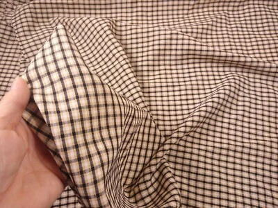 11+ yards fabric black gold tan white plaid synthetic sheen lightweight 57 wide - Image 1 of 4