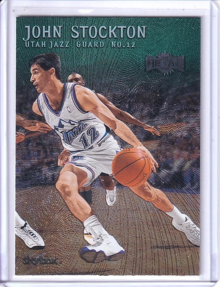 1999-00 Skybox Metal - JOHN STOCKTON - #114 base, EMERALD - Jazz - Image 1 of 1