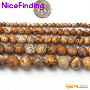 "Cuentas redondas de piedra de jaspe con imagen natural para hacer joyas piedra preciosa hebra 15" - Imagen 1 de 33
