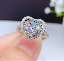 3.20Ct Lab Created VVS1 Diamond Heart Shape Engagement Ring White Gold Plated