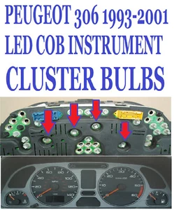 ✅ PEUGEOT 306 1993-2001 ✅ Dashboard Cluster Speedo Clocks ✅ 4 x LED Light Bulbs - Picture 1 of 7