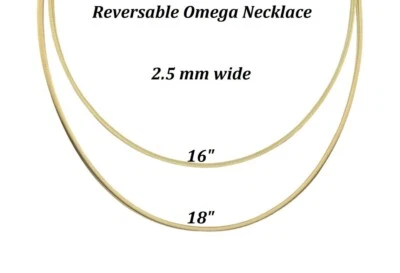 Brillante Collar Omega Reversible Oro Amarillo Y Blanco 14k 16" 18" Foto 1 de 4