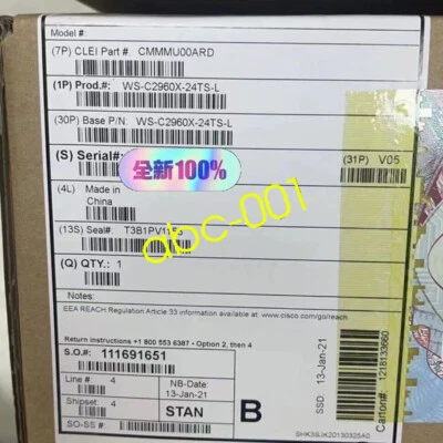 WS-C2960X-24TS-L,Cisco, Catalyst 2960-X 24 GigE Port, 4 x 1G SFP, LAN Base New, - Image 1 of 4