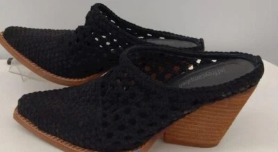 Jeffrey Campbell Black Wooden Mule Heels Wedges Size 8 Summer shoes — 第 1/4 张图片