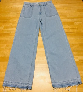 Mango MNG Girls size 13-14 Wide Leg Jeans Blue Denim Adjustable Waist (READ) - Picture 1 of 17