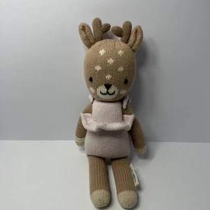 Muñeca Cuddle Kind cervatillo ciervo peluche adorable tejida a mano Perú rosa marrón 14"  - Imagen 1 de 9
