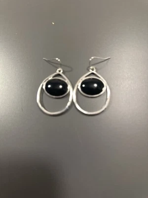 Pendientes Lauren Conrad Moda Tono Plata Con Piedra Negra Foto 1 de 2