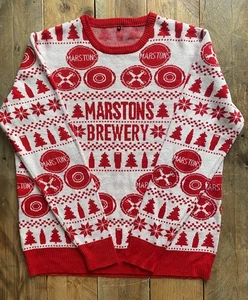 Marstons Brewery Novelty Christmas Jumper - XL - Red & White - Acrylic - Picture 1 of 12